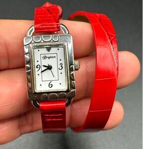 Brighton Petoskey Women's Genuine Italian Red Leather Strap Vintage Watch NIB